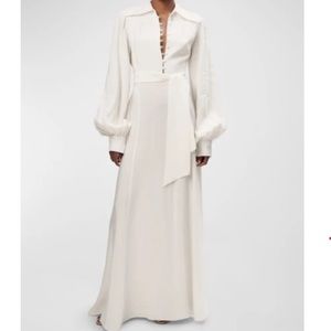 ronny kobo white dress $448 Women's Lace Up Long Sleeve Crewneck Bodycon Size M fluid tiers Brand New, Never Worn, Gorgeous